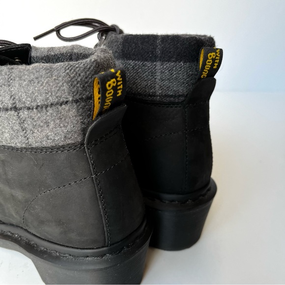 *SOLD* Doc Martens Freida Heeled Nubuck Leather Boot w/ Plaid Trim Ladies 9 - Picture 3 of 12